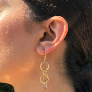 Gold Planet Sterling Silver Long Drop Earrings