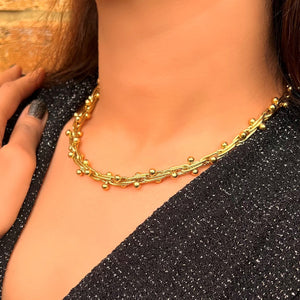 Peppercorn Chunky Gold Plated Silver Necklace