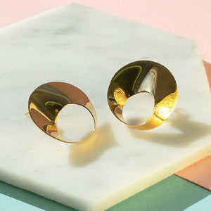 Swirl Gold Stud Earrings - Otis Jaxon Silver Jewellery