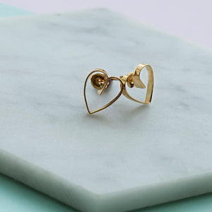 Lace Gold Heart Stud Earrings  - Otis Jaxon Silver Jewellery