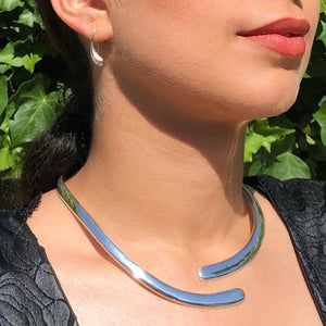Solid Silver Curved Choker Necklace - Otis Jaxon Silver Jewellery