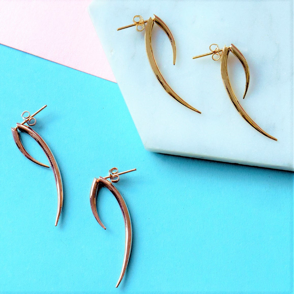 Curved Spiked Gold Ear Jacket