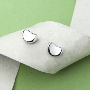 Sterling Silver Coffee Bean Stud Earrings for Women