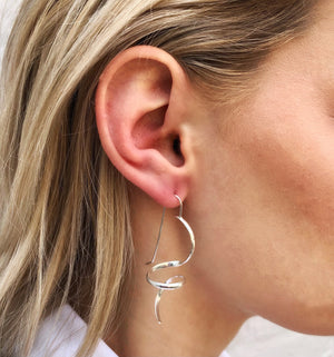 Spiral Gold Curl Drop Earrings - Otis Jaxon Silver Jewellery