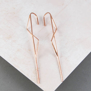 Double Triangle Rose Gold Ear Climbers - Otis Jaxon Silver Jewellery