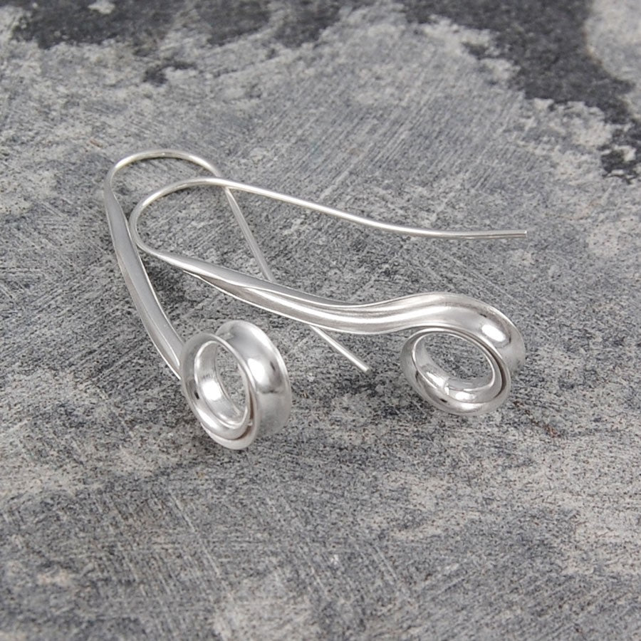 Spiral Ribbon Silver Drop Earrings - Otis Jaxon Silver Jewellery