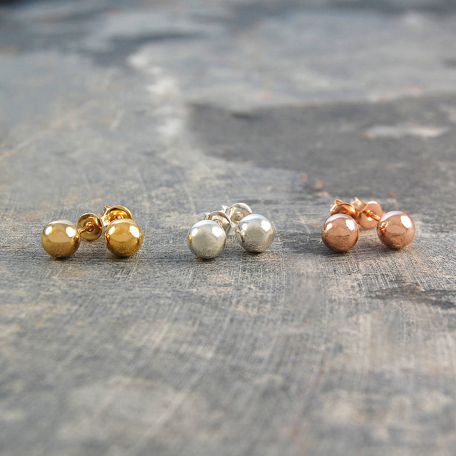 Ball Round Gold And Silver Stud Earrings - Otis Jaxon Silver Jewellery