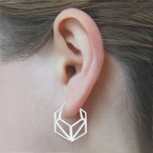 Oval Geometric Silver Hoop Earrings - Otis Jaxon Silver Jewellery