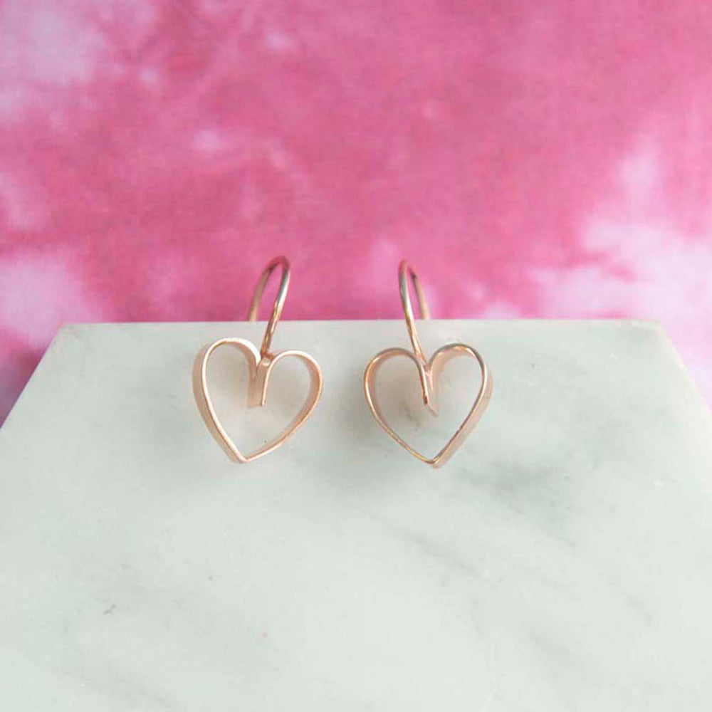 Lace 18 kt Gold Heart dangle earrings - Otis Jaxon Silver Jewellery