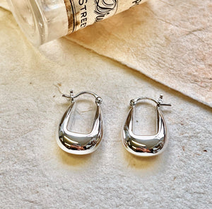 Polished Huggie Hoop Sterling Silver Earrings