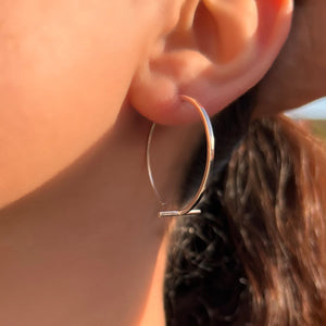 Minimalist Bar Sterling Silver Hoop Earrings