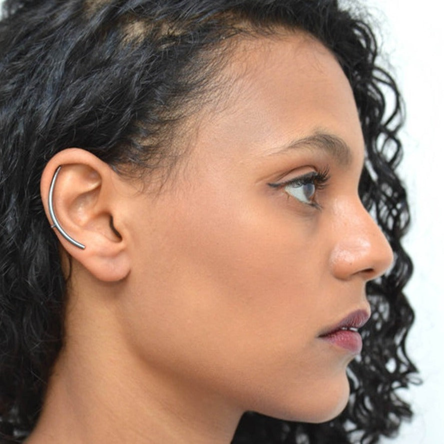 Tusk Ear Cuff Simple Oxidised Earrings - Otis Jaxon Silver Jewellery