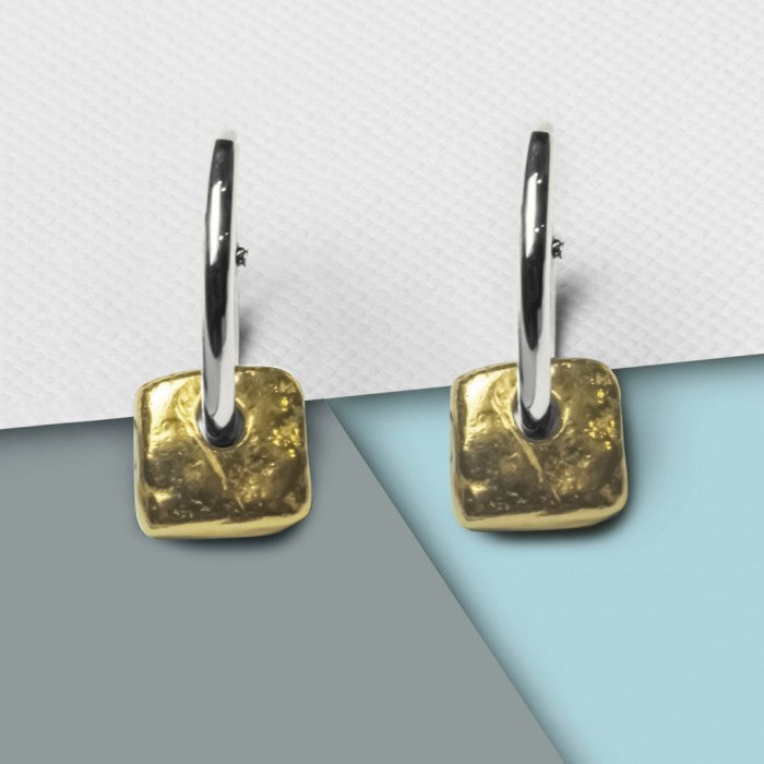 Organic Square Gold Hoop Earrings - Otis Jaxon Silver Jewellery