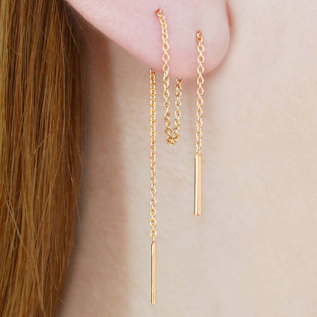 Long drop earrings sales rose gold