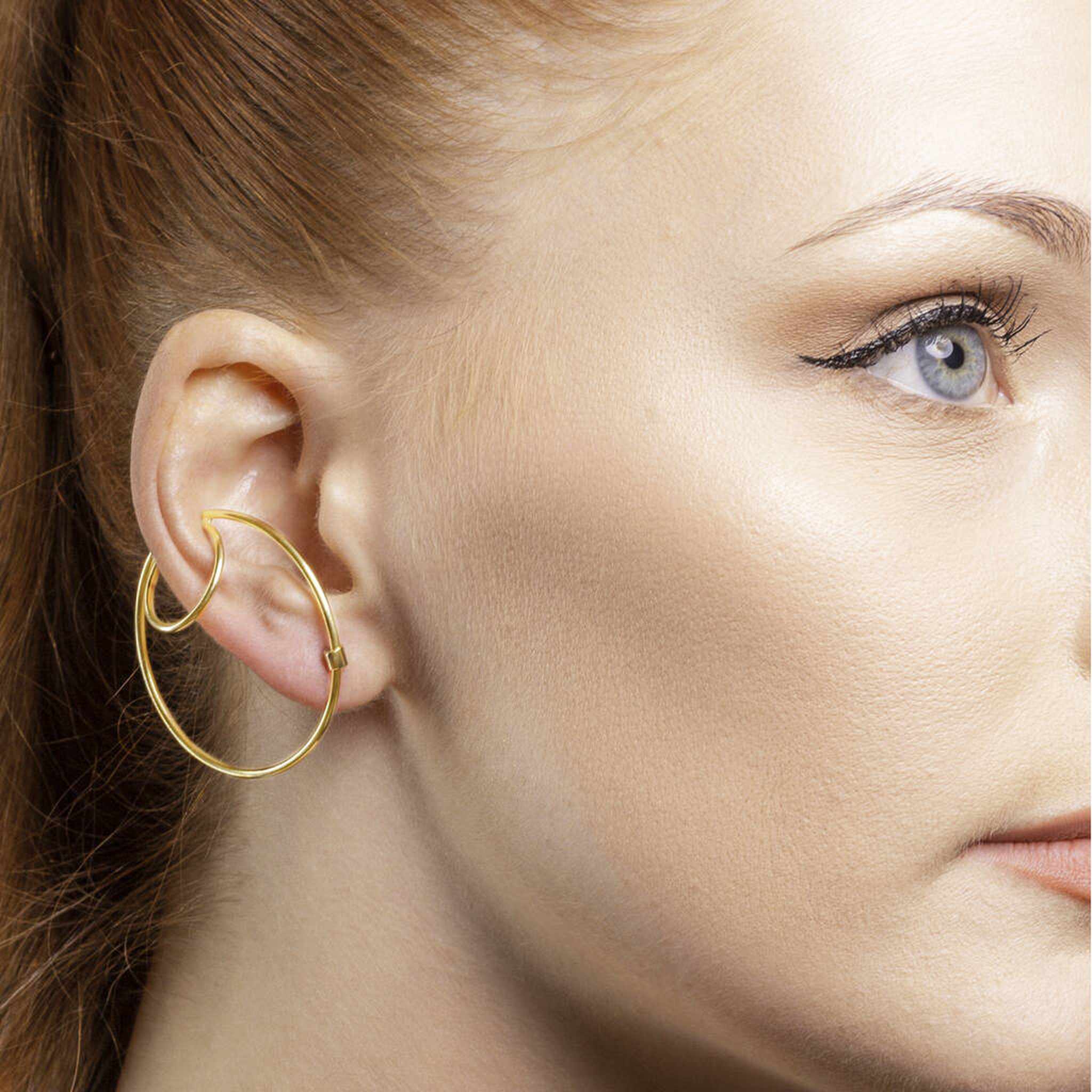 Gold Hoop Ear Cuff Stud Earrings – Otis Jaxon Silver Jewellery