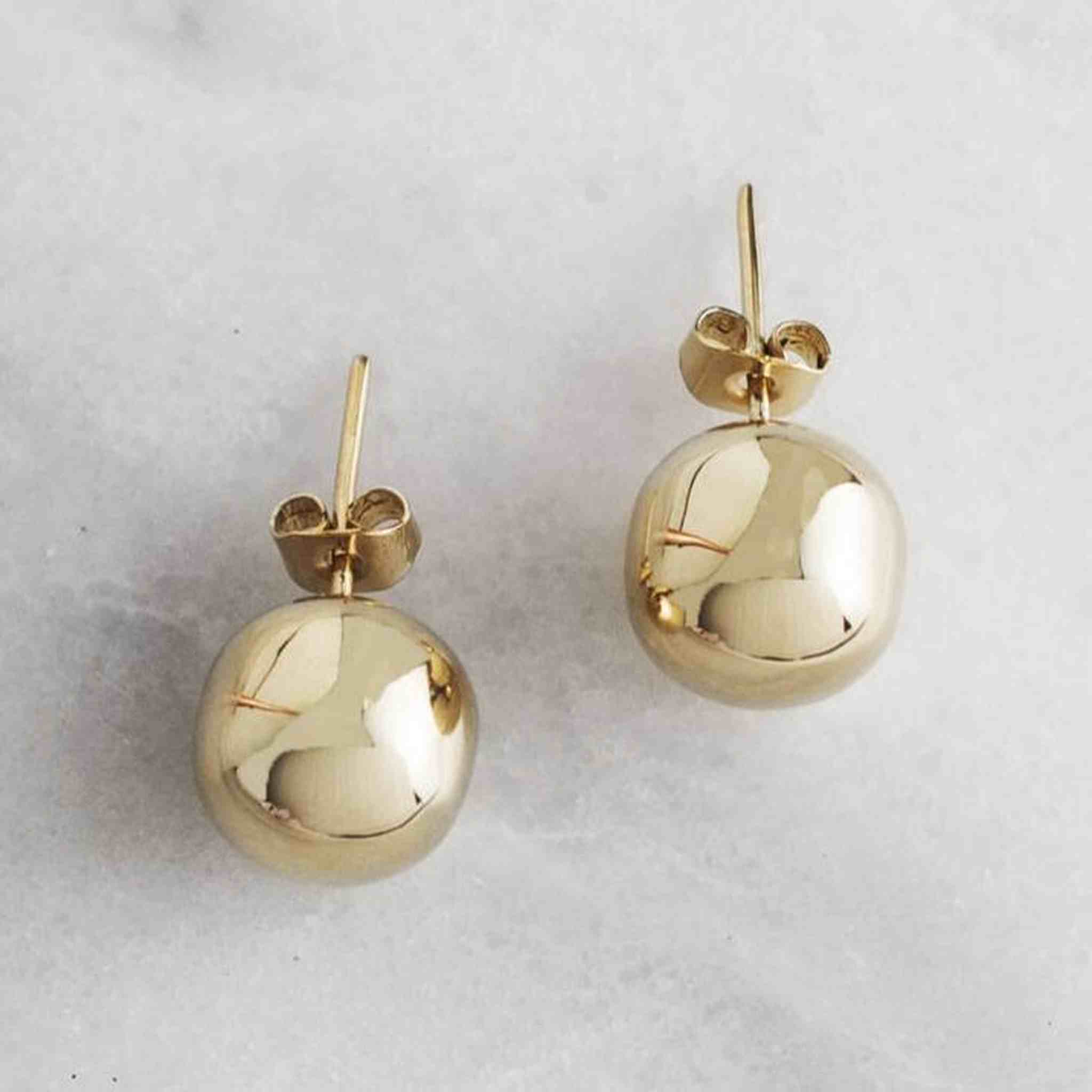 Gold Classic Large Ball Stud Earrings Silver And Gold Jewellery