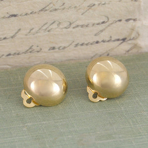 Domed Gold Clip On Half Ball Earrings - Otis Jaxon Silver Jewellery