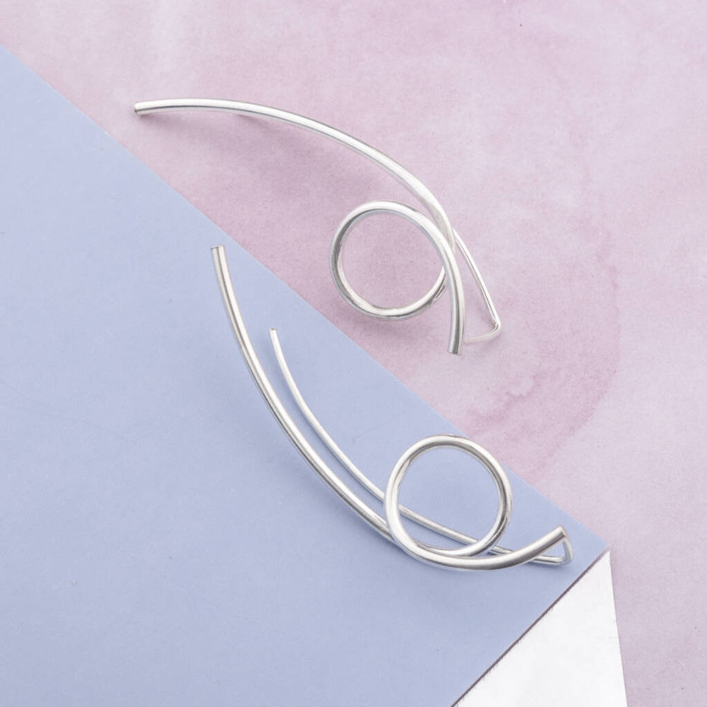 Sterling Silver Loop Drop Earrings - Otis Jaxon Silver Jewellery