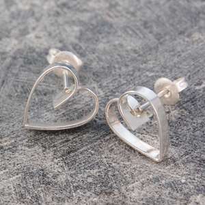 Lace Sterling Silver Heart Stud Earrings  - Otis Jaxon Silver Jewellery