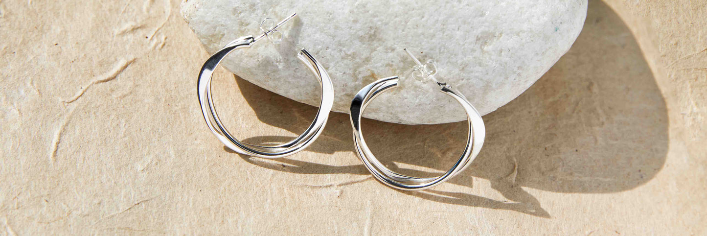Chunky Silver Hoop Earrngs