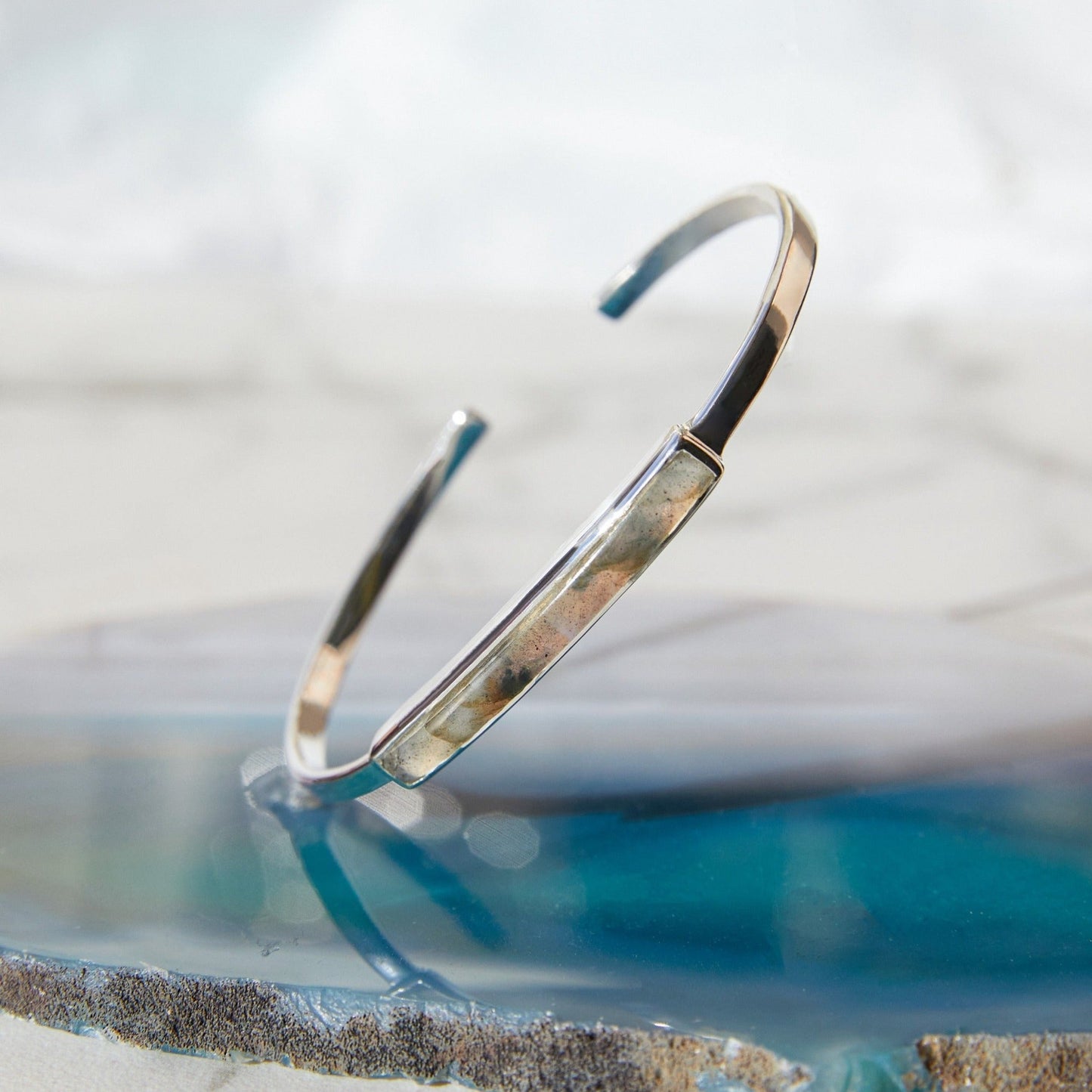 Labradorite Sterling Silver Adjustable Bangle