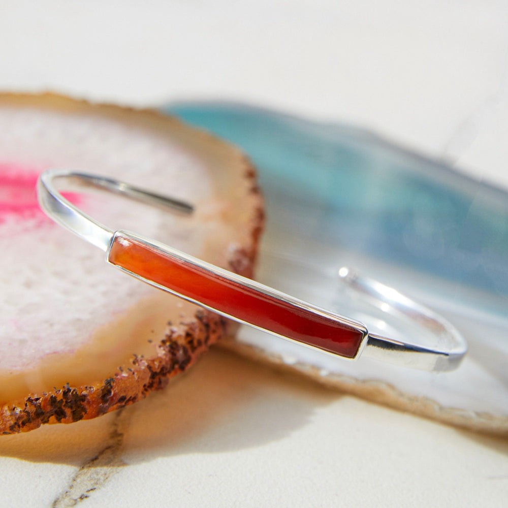 Carnelian Sterling Silver Adjustable Gemstone Bangle