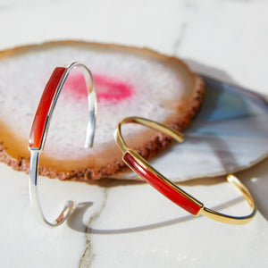 Carnelian 18kt Gold plated Silver Adjustable Bangle