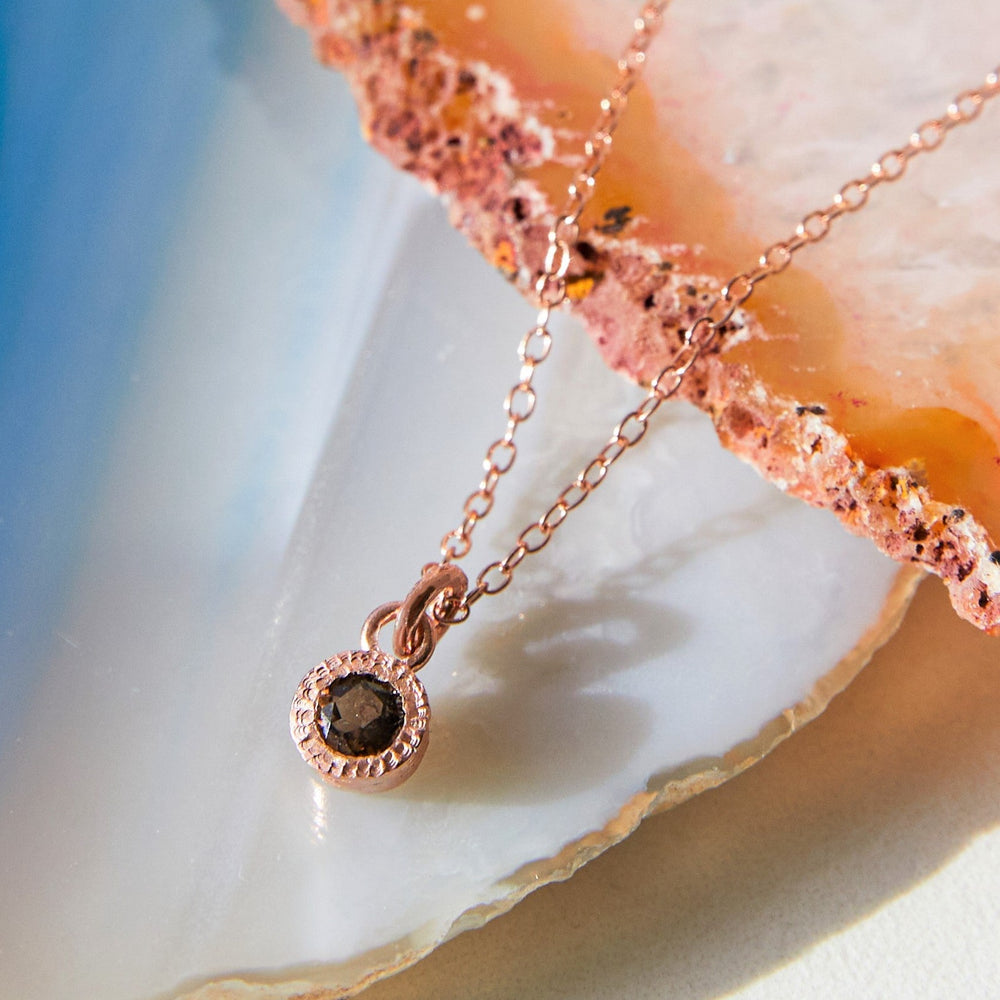 Smoked Quartz 18kt Rose Gold plated Silver Pedant Necklace