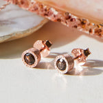 Smoked Quartz 18kt Rose Gold plated Silver Stud Earrings