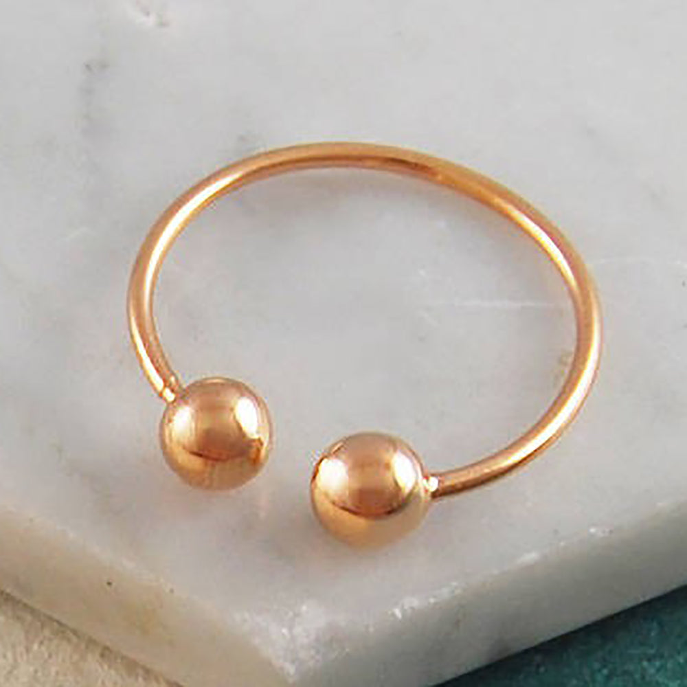 Double Ball Adjustable Silver And Gold Ring