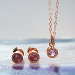 Amethyst February Birthstone Rose Gold Jewellery Set