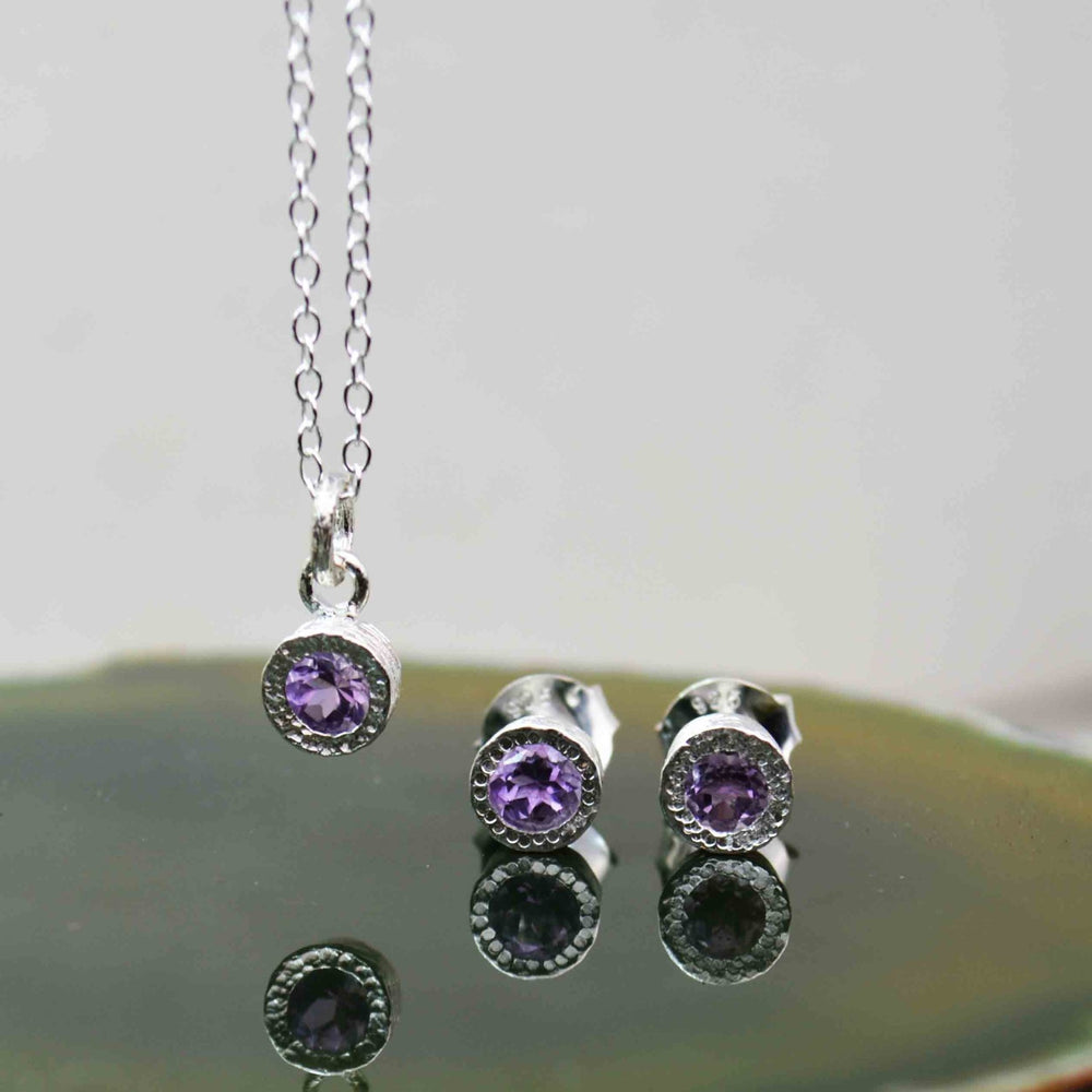 Amethyst Sterling Silver February Birthstone Jewellery Set