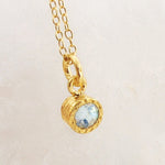 Aquamarine March Birthstone Gold Plated Sterling Silver Necklace