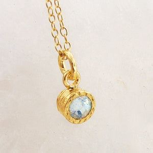 Aquamarine March Birthstone Gold Plated Sterling Silver Necklace