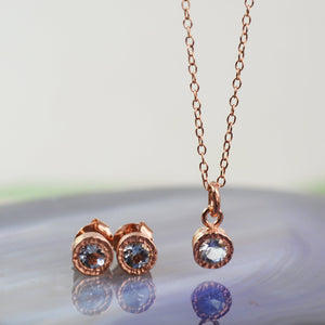 Aquamarine March Birthstone Rose Gold Jewellery Set