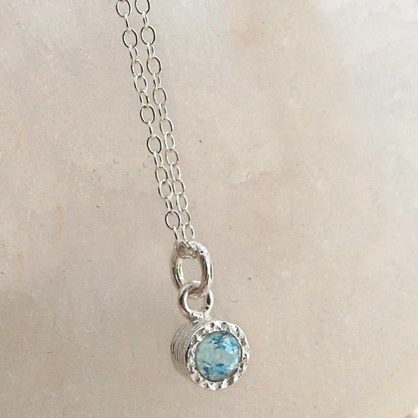 Aquamarine March Birthstone Sterling Silver Necklace