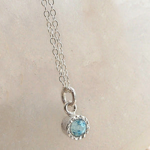 Aquamarine March Birthstone Sterling Silver Necklace