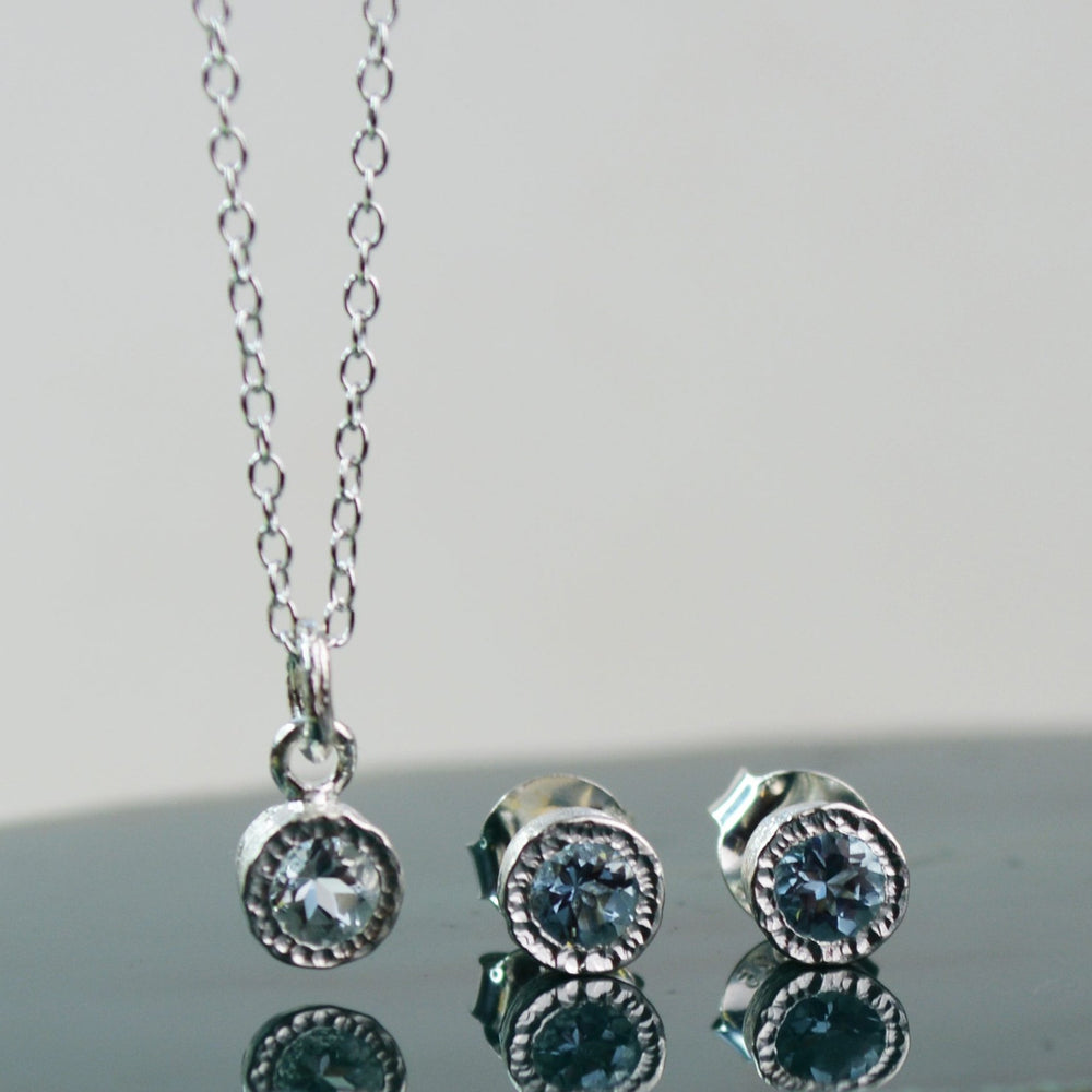 Aquamarine March Birthstone Sterling Silver Jewellery Set