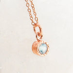 Aquamarine March Birthstone Rose Gold Plated Sterling Silver Necklace