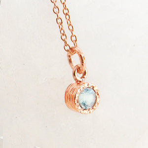 Aquamarine March Birthstone Rose Gold Plated Sterling Silver Necklace