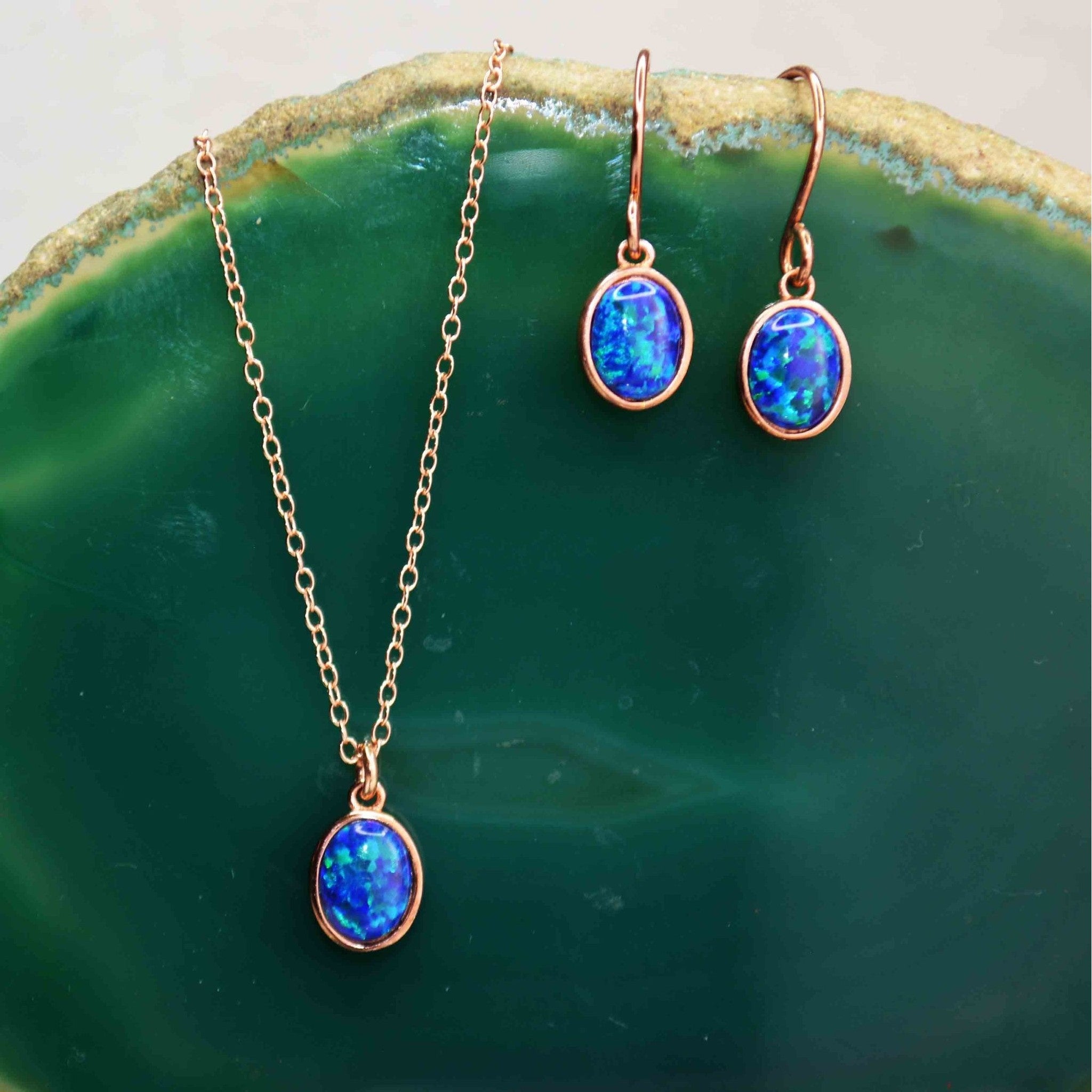Black Opal Rose Gold October Birthstone Jewellery Set – Otis Jaxon
