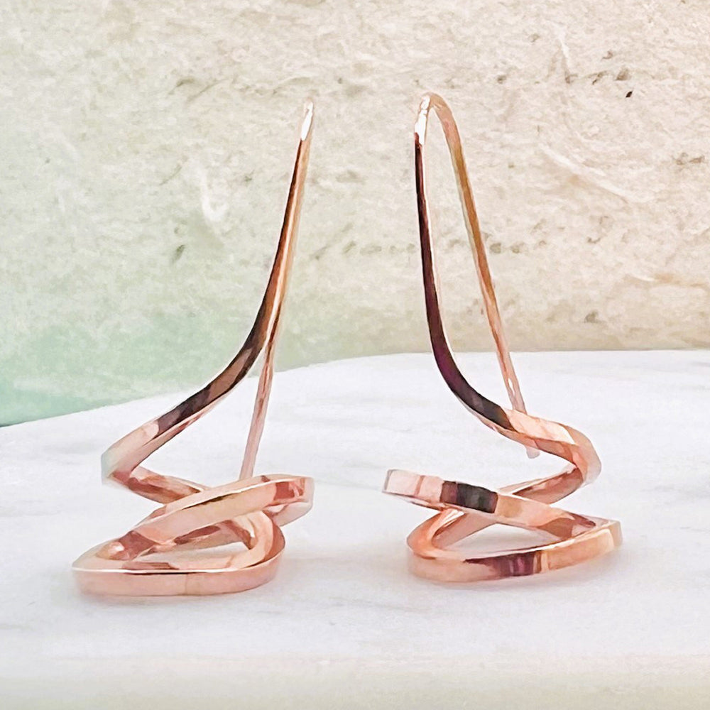 Curled Spiral Drop 18kt Rose Gold plated Sterling Silver Earrings