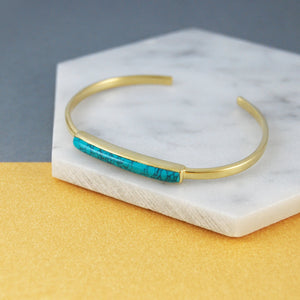 Turquoise December Birthstone Sterling Silver Bangle
