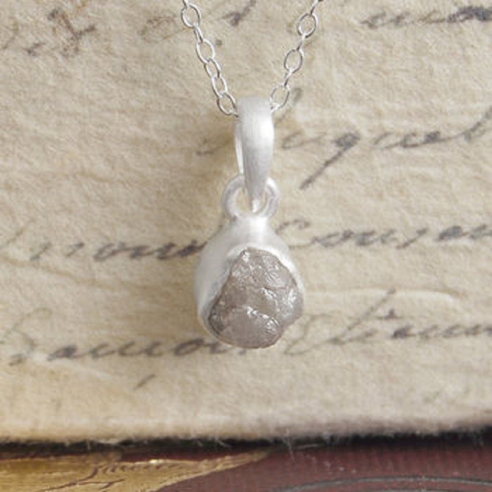 Rough Diamond April Birthstone Gold Necklace