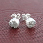 Rough Diamond April Birthstone Sterling Silver Stud Earrings
