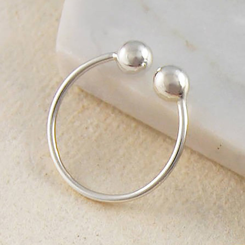 Double Ball Adjustable Silver And Gold Ring