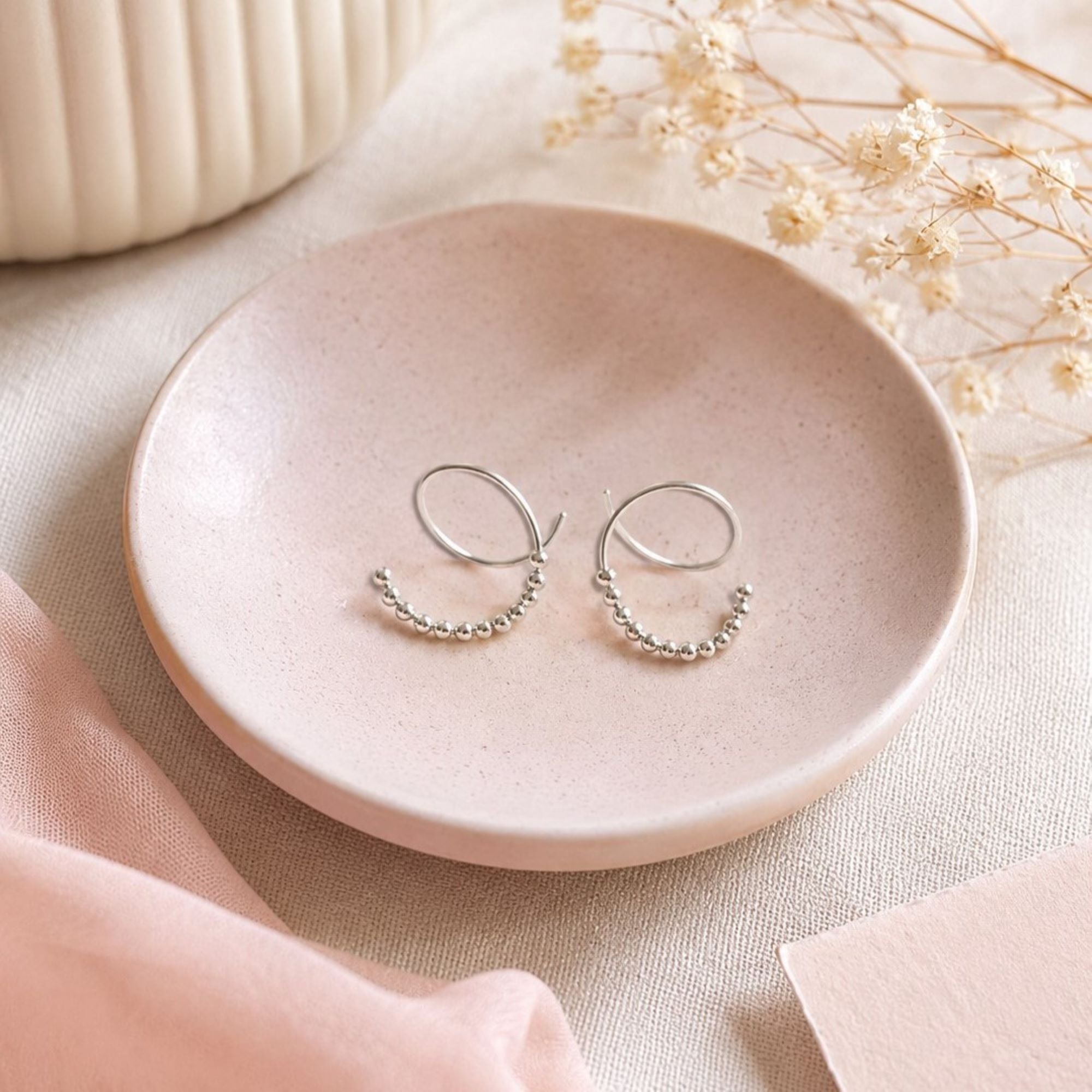 Illusion Beaded Double Hoop Spiral Single Piercing Earrings – Otis Illusion Beaded Double Hoop Spiral Single Piercing Earrings – Otis