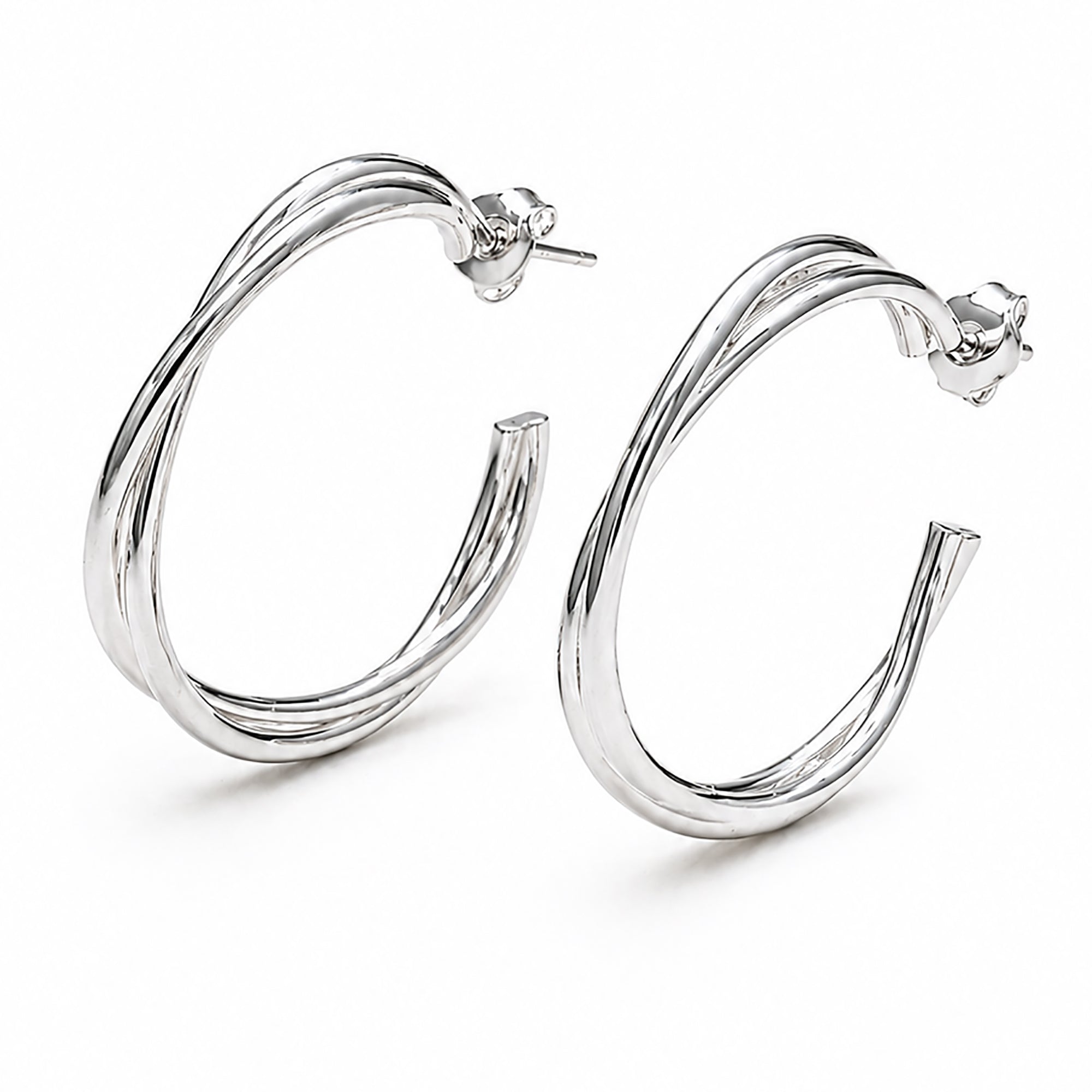 Twisted Sterling Silver Hoop Earrings – Otis Jaxon Silver Jewellery