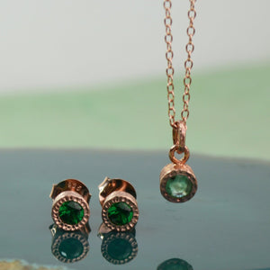 Emerald May Birthstone Rose Gold Jewelry Set 2