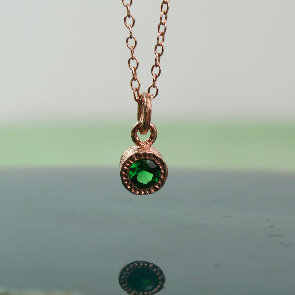 Emerald May Birthstone Rose Gold Pendant Necklace